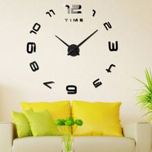 Buy Bedroom Home Office Decoration Modern Frameless Large Number DIY 3D Mirror Wall Sticker Quiet Clock, Size: 100*100cm(Black) in Egypt