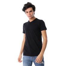 Buy Andora Basic V-Neck Solid T-Shirt - Black in Egypt