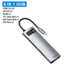 Buy Baseus-adapter compatible with HDMI card reader RJ45 USB 3 0 PD 100W docking station for MacBook Pro type C Surface iPad in Egypt