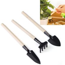 اشتري Generic Rake Shovel Digging Trowel 3 In 1  Wooden Handle Metal Head Mini Garden Plant Tool Gardening Tool في مصر