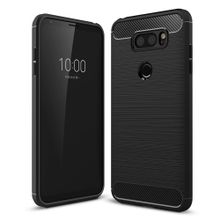 Buy For LG V30 Brushed Texture Carbon Fiber Shockproof TPU Rugged Armor Protective Case (Black) in Egypt