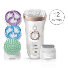 Buy Braun Silk-épil 9 SkinSpa 9-961V Wet & Dry Epilator With 12 Extras Incl. 3 Exfoliation Brushes - White / Bronze in Egypt