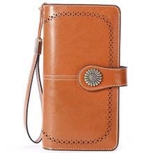 اشتري Fashion (Orange)Genuine Leather Fashion Brand Women Wallets Long Large Capacity Clutch Purse Zipper Phone Wallet RA في مصر