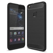 اشتري For Huawei P10 Lite Brushed Carbon Fiber Texture Shockproof TPU Protective Cover Case (Black) في مصر