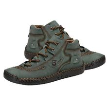 Buy Men Autumn Winter Faux Leather Handsewn Ankle Chukka-Green in Egypt