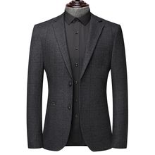Buy Fashion Male Korean Blazers Slim Check British Top Solid Business Suit Men Piece Wedding Bridegroom Coats And Jackets Gray in Egypt