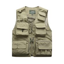 اشتري Khaki Plus Size S~7XL Men's Outdoor Vest Hiking  ing Orange Multi~pockets Waistcoat Quick~dry Breathable Chaleco Tactico في مصر