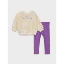 اشتري LC Waikiki Crew Neck Long Sleeve Embroidery Detailed Baby Girl Sweatshirt And Tights 2-Pack Set في مصر