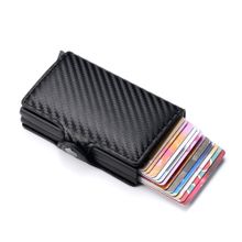 Buy Fashion (Carbon Black)2021 Unisex RFID Business Credit Card Holder Wallet Aluminium Travel ID Card Case Money Clips Purse Man Women Leather Wallet DOU in Egypt