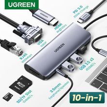 Buy Ugreen USB C HUB 10in1 Type C To HDMI 4K USB 3.0 VGA PD 3.5mm Gigabit Ethernet in Egypt