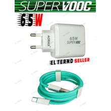 Buy Super Vooc 65W Charger + Type-C Charging Cable - Compatible With Oppo, Realme, Reno Phones in Egypt