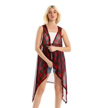 Buy Kady Plaids Open Neckline Hooded Cover Up - Red & Black in Egypt