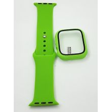 اشتري Apple Watch Series 7 (41mm) Cover With Screen Protector & Silicon Strap Replacement - Green في مصر