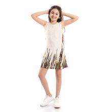 Buy Kady Bi-Tone Cotton Girls Dress - Brown in Egypt