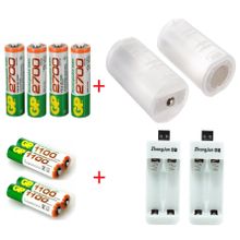 اشتري Gp Rechargeable Batteries 4pcs  AA & 4pcs AAA , 2 USB Chargers, 2 AA Battery Converter To Size D في مصر