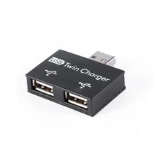 اشتري USB 2.0 Male to Twin Female Charger Dual 2 Port USB Dc 5V Charging Splitter Hub Adapter Converter Connector في مصر