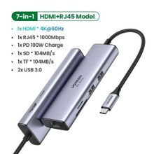 اشتري Ugreen USB C Hub 7in1 Adapter With 4K@60Hz HDMI,100W PD,LAN Ethernet,2 USB 3.0,SD/TF في مصر