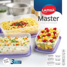 Buy Lamsa Plast 3 Pack Of Food Container - 3 Pcs in Egypt