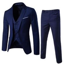 Buy Fashion Men Wedding Suit Slim Business Office Pants Single-breasted Male Korean Style Jacket Zipper Fly Trousers Light Navy in Egypt