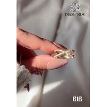 اشتري 3Diamonds Women's X Shape Ring, Gold Plated, High Quality With Sparkling Zircon في مصر