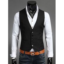 اشتري Fashion (Black)2018  Cotton Suit Vest Men  Fashion Slim Fitness Men's Waistcoat  Blazer Tops Dress Vests For Men DOU في مصر