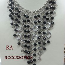 اشتري RA accessories Handmade Women Necklace Black & Silver Crystal With Pendant في مصر