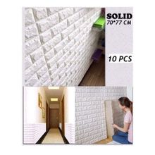 اشتري 3D Self Adhesive Brick Pattern Wall Paper  - 10 Pcs - White في مصر