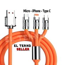 Buy Charging Cable 3 In 1 Supports Fast Charging From (USB) To (Type C, Micro, IPhone)- Orange in Egypt
