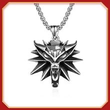 Buy Fashion Witcher Wolf Pendant Necklace Stainless Steel Black Gold Silver Plated Men's Jewelry in Egypt