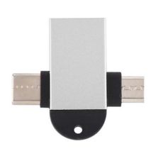 Buy USB 3.0 Female To USB-C / Type-C Male + Micro USB Male Multi-function OTG Adapter (Silver) in Egypt