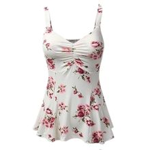 اشتري Fashion Fashion Womens Tank Top Retro Sleeveless Floral Summer Vest Crop Blouse T Shirt في مصر