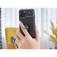 Buy IPhone 13 Auto Focus Full Protection Case Metal Ring Holder Cover - Black in Egypt