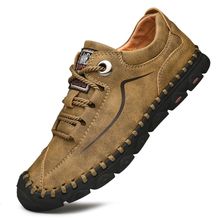 Buy Men Genuine Leather Casual Shoes Men Lace Up Flats Flexible Comfortable Handmade in Egypt