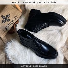 اشتري Natural Leather Casual Leazus Half Boots - Black في مصر