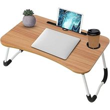 اشتري Laptop Bed Tray Table, Portable For Reading Book (Brown Wood) في مصر