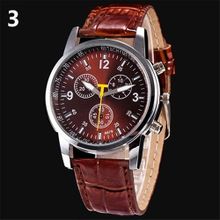 اشتري Men's Fashion Faux Leather Strap Round Dial Analog-Brown في مصر