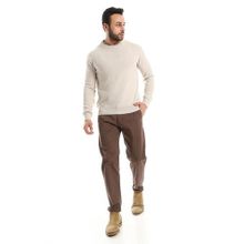 Buy Andora Regular Fit Knitted Cream Pullover in Egypt