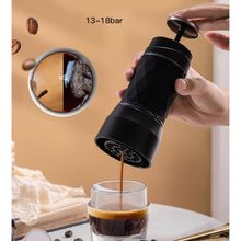 اشتري Portable Mini Espresso Making Machine 2 In 1 Manual Coffee Maker Black في مصر