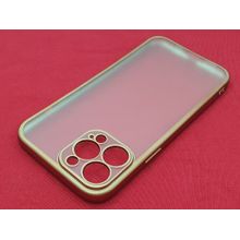 Buy Iphone 13 Pro Max (6.7 Inch) Matte Color Design Semi Transperent Silicon Back Cover With Coloured Sides- Matte Gold in Egypt