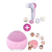 Buy Silicone Ultrasonic Facial Cleanser Brush +5-in-1 Beauty Care Massager in Egypt