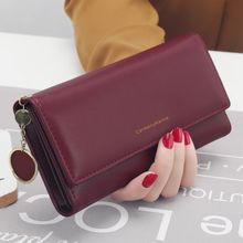 Buy Fashion (wine Red)New Fashion Women Wallets Brand Letter Long Tri-fold Wallet Purse Fresh Leather Female Clutch Card Holder Cartera Mujer RA in Egypt