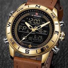 Buy Naviforce Gold Men Sport Analog Digital  Leather Quartz Watch in Egypt