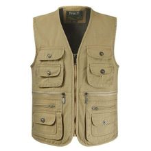 اشتري Mens Large Size Loose Multi Pocket  Vest Climbing Camping Travel Outdoor Waistcoat Multi-Pocket Photography Hunting Vests-Khaki في مصر