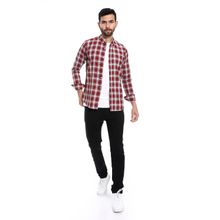 Buy Pavone Plaid Pattern Long Sleeves Cotton Shirt - Red, Grey & Black in Egypt