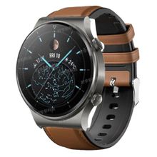 Buy Huawei Gt2 Pro / Gt2 - 46mm - Leather Strap 22mm - Brown Black Buckle in Egypt