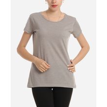 Buy Diadora Women Cotton Solid Short Sleeves T-Shirt - Grey in Egypt