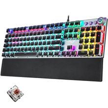 Buy AULA F2088 108 Keys Mixed Light Plating Punk Mechanical Brown Switch Wired USB Gaming Keyboard With Metal Button (Silver) in Egypt