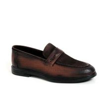 اشتري Genuine Leather Men's Slip-On Shoes - Brown في مصر