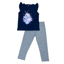 Buy Baby Co. Unicorn Cotton Baby Set (Blue T-shirt + Light Grey Leggings) in Egypt