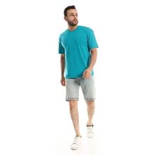 Buy Andora Hips Length Regular Fit Basic Teal Green Tee in Egypt